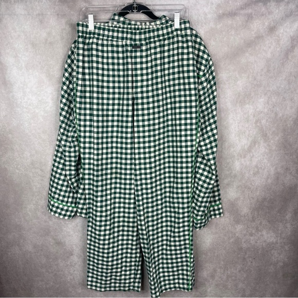 Lunya Lahgo Brushed Flannel Long Sleeve Pant Set In Verdant Check Green Men's M - Picture 6 of 12